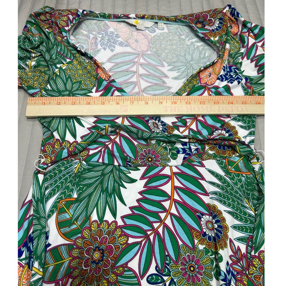 Boden Women Green Tropical Fruit Print Lenzing Ecovero Wrap Maxi Dress 4R Resort - Picture 10 of 11